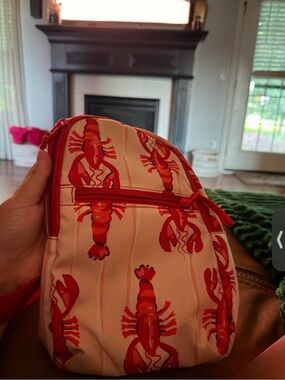 Vera Bradley Pink Cosmetic Bag with Red Lobster Print